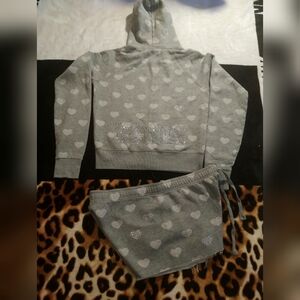 Victoria's Secret Pink Vintage Heart Rhinestone Bling Short Set. L.